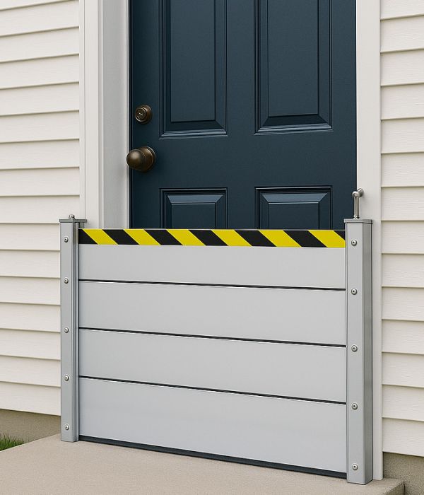 Flood barrier protection for ground level doors and building entrances