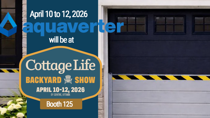 Aquaverter flood barrier system displayed at Ottawa Cottage Life Backyard Show