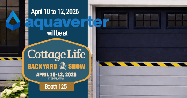 Aquaverter flood barrier system displayed at Ottawa Cottage Life Backyard Show